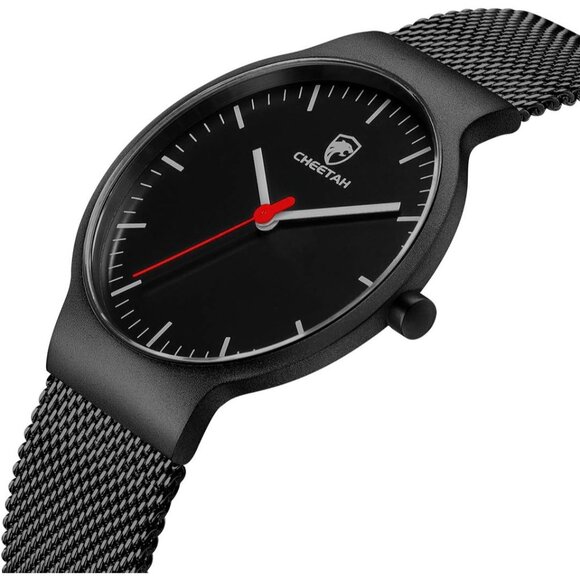 Unisex Ultra Thin Waterproof Analog Quartz Watch with Stainless Steel Mesh Band - Picture 4 of 10